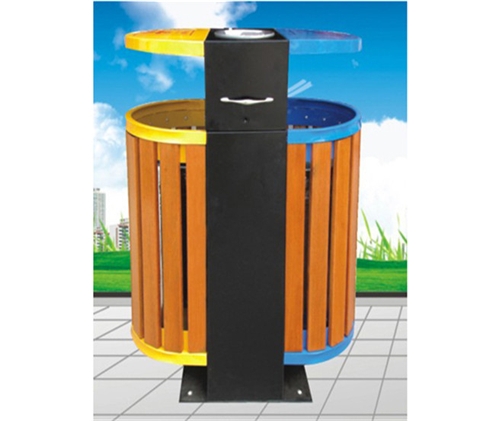 钢木垃圾桶LK-14598